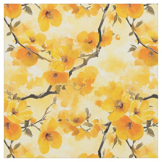 Tissu Fleurs d'aquarelle jaune (Fermer)