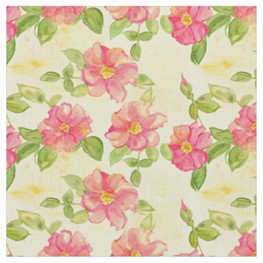 Tissu Fleurs d'aquarelle rose Rose (Fermer)