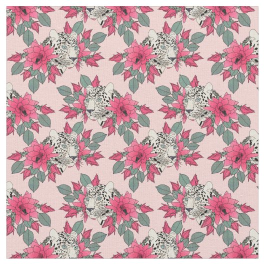Tissu Fleurs de cactus Classy et design léopard (Fermer)