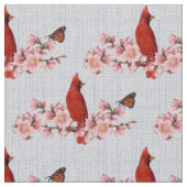 Tissu Fleurs de cerisier et cardinal (Détail)