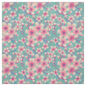 Tissu Fleurs de cerisier sur fond bleu (Échantillon)