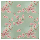 Tissu Fleurs de cerisiers en rose et Turquoise (Échantillon)
