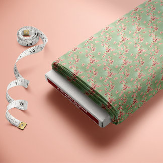 Tissu Fleurs de cerisiers en rose et Turquoise