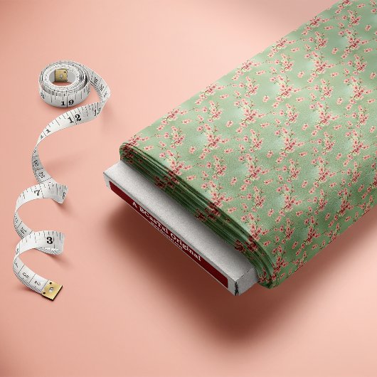 Tissu Fleurs de cerisiers en rose et Turquoise