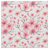 Tissu Fleurs de cerisiers sur blanc (Fermer)