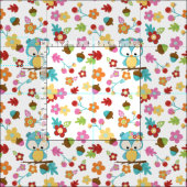 Tissu Fleurs de Chouette de Forêt mignonne et feuilles K (Carreau)