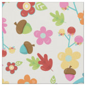 Tissu Fleurs de Chouette de Forêt mignonne et feuilles K (Fermer)