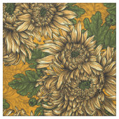 Tissu Fleurs de chrysanthème jaune (Échantillon)