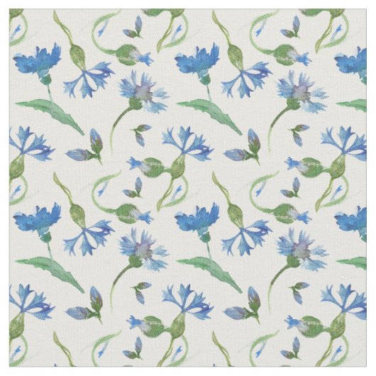 Tissu Fleurs de corail bleu aquarelle (Fermer)