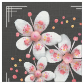 Tissu Fleurs de Deco-ish Apple d'art - blanc, rose sur (Détail)