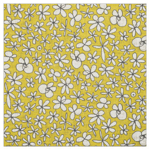 Tissu fleurs de guirlande jaune