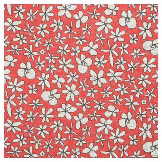 Tissu fleurs de guirlande rouge (Échantillon)