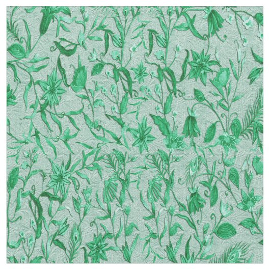 Tissu Fleurs de lea vert sur support texturé sculpté (Fermer)