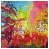 Tissu FLEURS DE L'Imaginaire Jaune rouge de l'aube (Fermer)