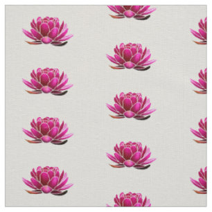 Tissu Fleurs de Lotus rose-foncé