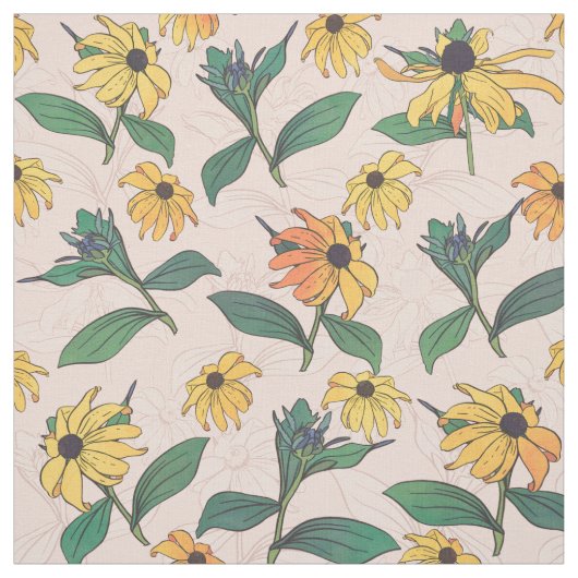 Tissu Fleurs de marguerite dorées (Échantillon)
