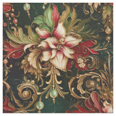 Tissu Fleurs de Noël en vert (Fermer)