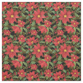 Tissu Fleurs de Noël Noir (Échantillon)