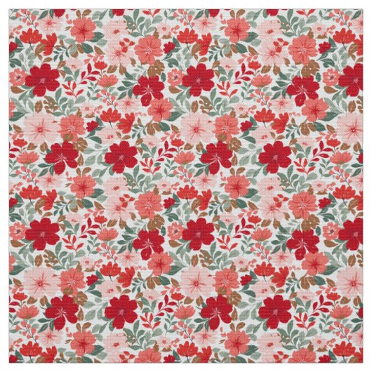Tissu Fleurs de Noël - Rouge et Vert (Échantillon)