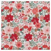 Tissu Fleurs de Noël - Rouge et Vert (Fermer)