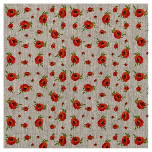 Tissu Fleurs de pavot (Échantillon)