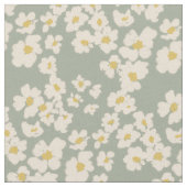 Tissu Fleurs de Perte Blanche sur Vert Sage (Fermer)