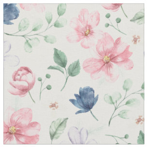 Tissu Fleurs de printemps et Motif Feuille