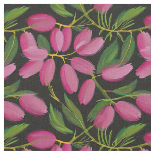 Tissu Fleurs de printemps sur un arrière - plan noir