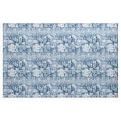 Tissu Fleurs de saumons blancs et bleus classiques (Yard)