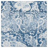 Tissu Fleurs de saumons blancs et bleus classiques (Échantillon)