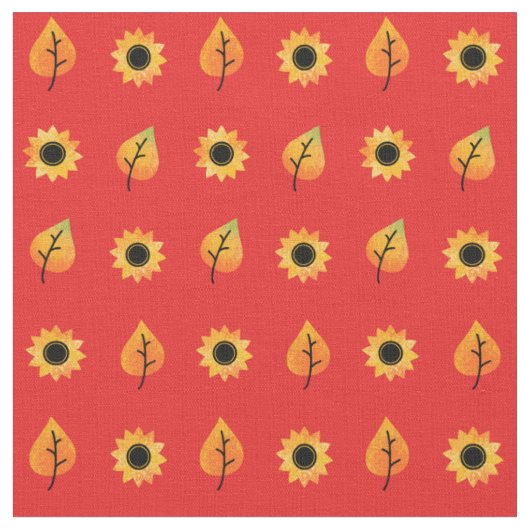 Tissu Fleurs de soleil et feuilles d'automne (Fermer)