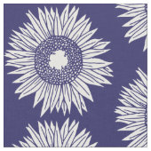 Tissu Fleurs de soleil rustiques Motif bleu et blanc Flo (Fermer)