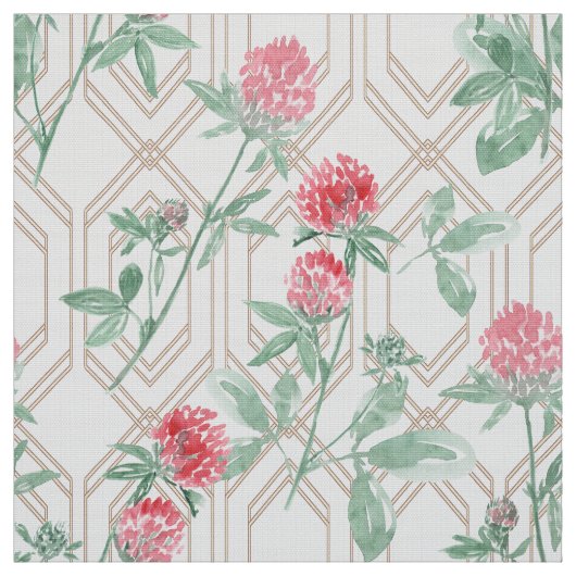 Tissu Fleurs de trèfle d'aquarelle (Échantillon)