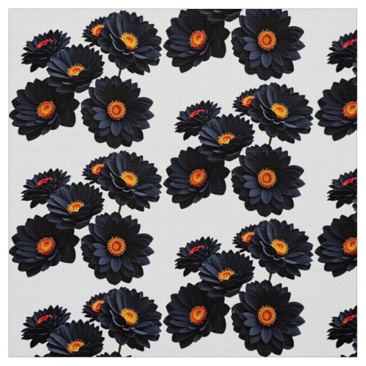 Tissu Fleurs de velours noir (Échantillon)