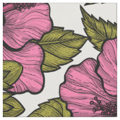 Tissu Fleurs d'hibiscus roses (Fermer)
