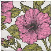 Tissu Fleurs d'hibiscus roses (Échantillon)