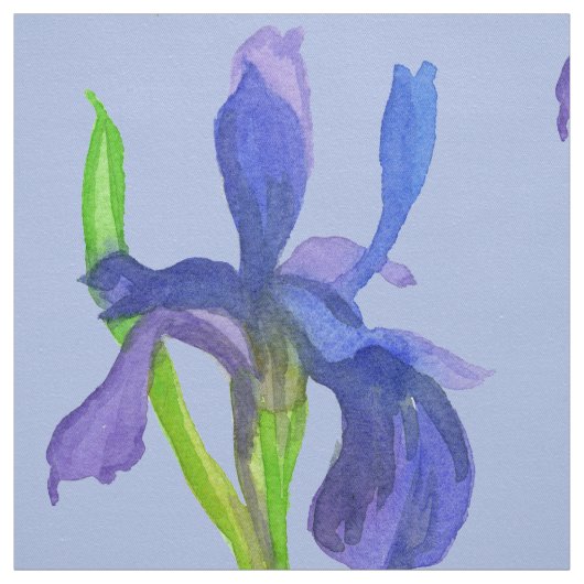 Tissu Fleurs d'Iris Sauvages Aquarelle violette Bleu (Échantillon)