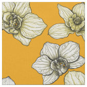Tissu Fleurs d'orchidées jaune et blanc (Fermer)