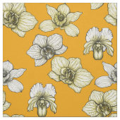 Tissu Fleurs d'orchidées jaune et blanc (Échantillon)