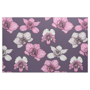 Tissu Fleurs d'orchidées roses
