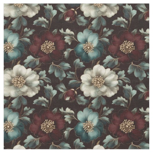 Tissu Fleurs dorées foncées sur noir (Fermer)