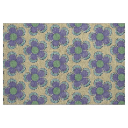Tissu Fleurs en couches (turquoise/violet/vert) (Fat Quarter)