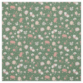 Tissu Fleurs esquissées sur fond vert (Échantillon)