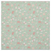 Tissu Fleurs esquissées sur fond vert clair (Échantillon)