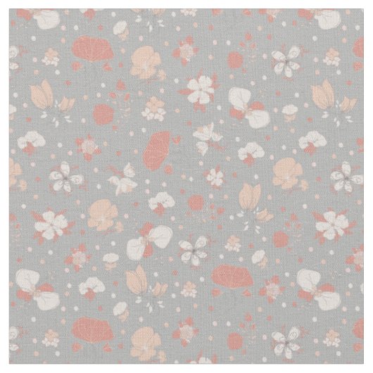 Tissu Fleurs esquissées sur gris clair (Fermer)
