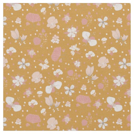 Tissu Fleurs esquissées sur orange (Fermer)