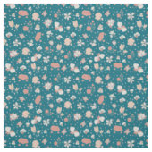 Tissu Fleurs esquissées sur sarcelle foncée (Échantillon)