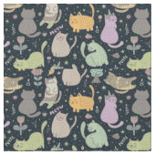 Tissu Fleurs et chats Fabric (Fermer)