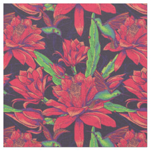 Tissu Fleurs et colibris