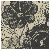 Tissu Fleurs Et Engrenages (Fermer)
